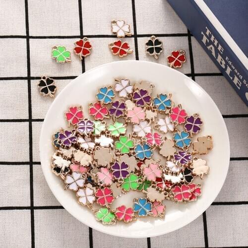 Yeyulin 30Pcs/lot Four Leaf Clover Enamel Charms Pendant for Diy Necklaces Fit Bracelets Jewelry Accessories