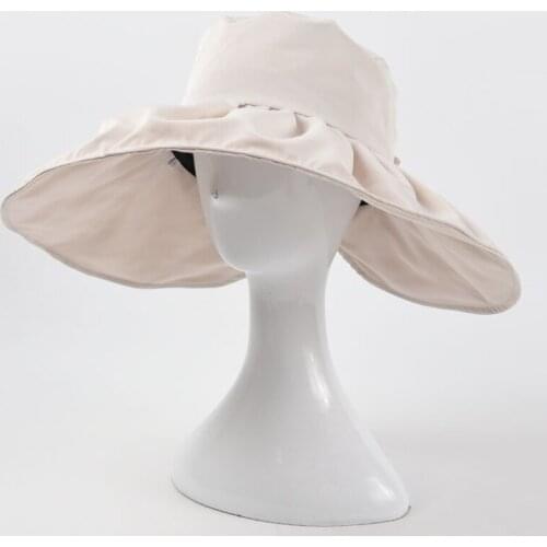 Hat Women Summer Sun Beach Big Brim Breathable Bow Holiday Accessory