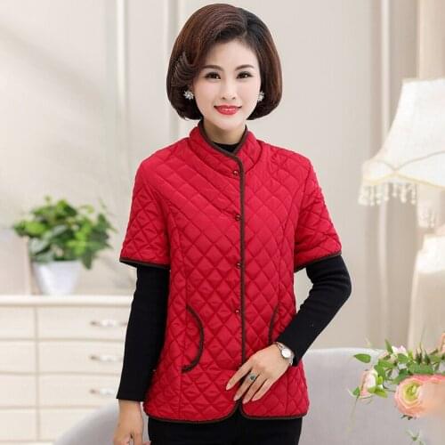 2021 Autumn And Winter Women Vests New Warm Cotton Vest Womens Coats Plus Size 5XL Mother Clothing Short Sleeve Waistcoat