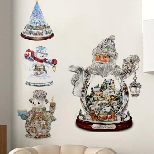 2022Christmas Tree Rotating Sculpture Train Decorations Paste Window Paste Stickers Christmas Decorations Winter Home Decoration