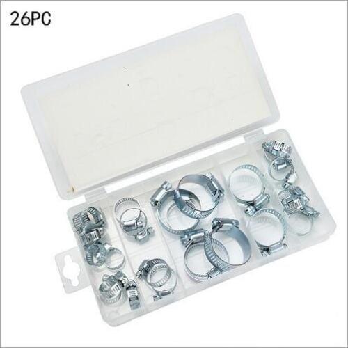 26PC Carbon Steel Galvanized Throat Hoop Set Group sleeve Household clamp group sleeve Box Set Hoop/Tube Clamp Box Hardware