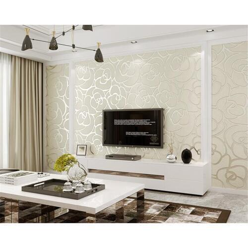 Beibehang 3D stereo hook flower TV background wallpaper Fashion gold embossed big flower living room bedroom decor 3d wallpaper