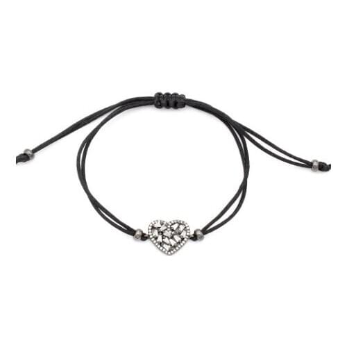 4mm uki4 silver gold heart red rope adjusted micro pave cz zircon cubic zirconia Bracelet macrame Charm Braided Braiding