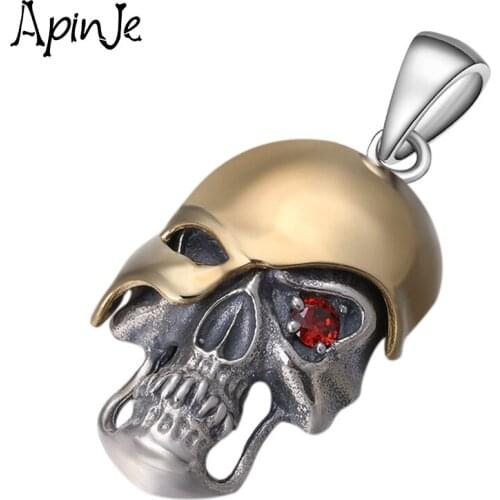Apinje S925 Sterling Silver Pendant Mask Thai Silver Men And Women Fashion Gothic Punk Jewelry