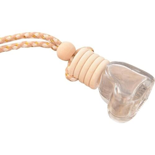 Heart Shape Car Air Freshener Perfume Empty Glass Bottle Hanging Decoration