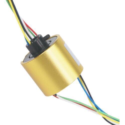 20mm Hole 42mm OD 6 Wires 5A 250Rpm Capsule Slip Ring Alloy Case For Monitor Robotic Wind Power Generator
