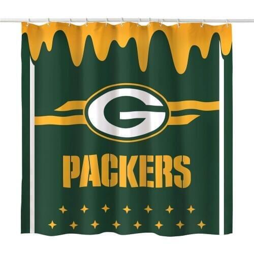 Decorative Bath Team Design Shower Curtain Waterproof Polyester Fabric 70 x 70 Inches (Green Bay Packers)
