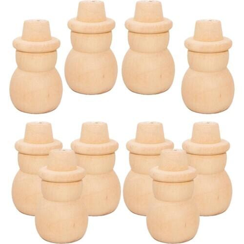 10x Wooden Peg Dolls Acorn Snowman Tree Unfinished Paint Stain DIY Crafts