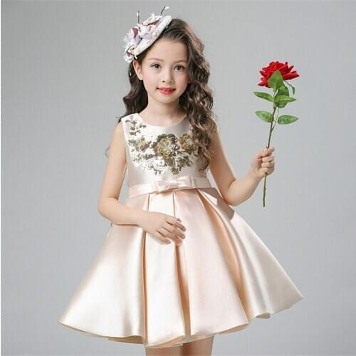 Elegant girl palace dress elegant bow flower vest princess dress for 2-10years children girls outerwear dresses clothing