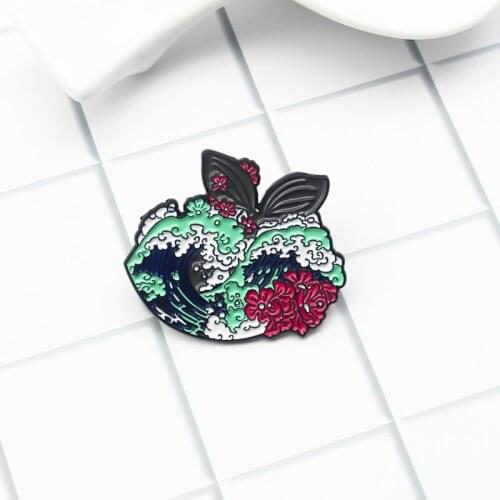 Whales playing in the sea Enamel Brooch ocean animal Fish and waves Lapel Pin Fun fashion custom Badge