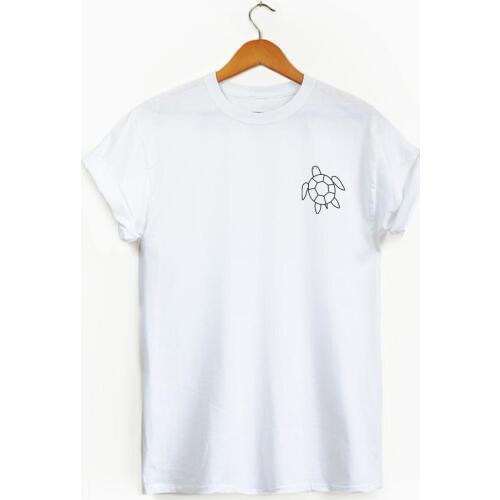 Cute Turtle Pocket T-Shirt Funny Stylish Graphic turtle drawing Shirt sea animals ocean life clothing tumblr top art Camisetas