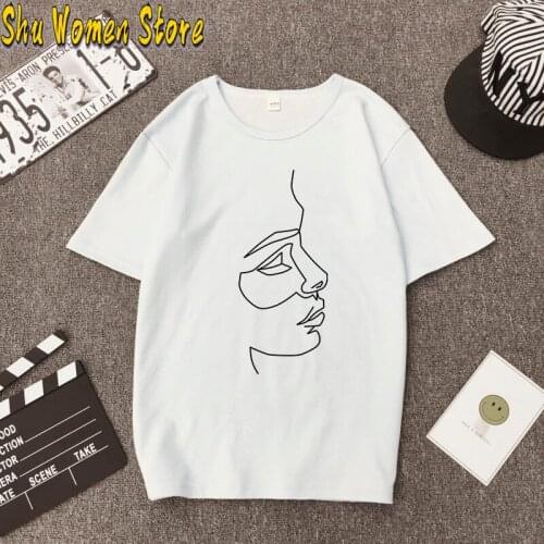 Abstract female Korea Ulzzang summer Harajuku short sleeve Vintage fashion tops new fun Vintage loose large size Casual T-shirt
