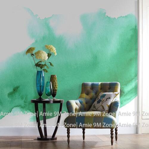 Tuya Art Green watercolor mural wall paper for living room wall decor wholesale free shipping discount wallpapers