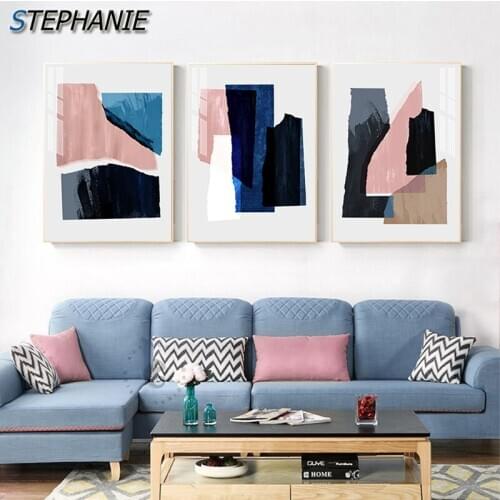 Modern Nordic Color Blocks World Canvas Painting Purple Posters and Prints Pink Wall Art Picture Living Room Abstract Home Decor