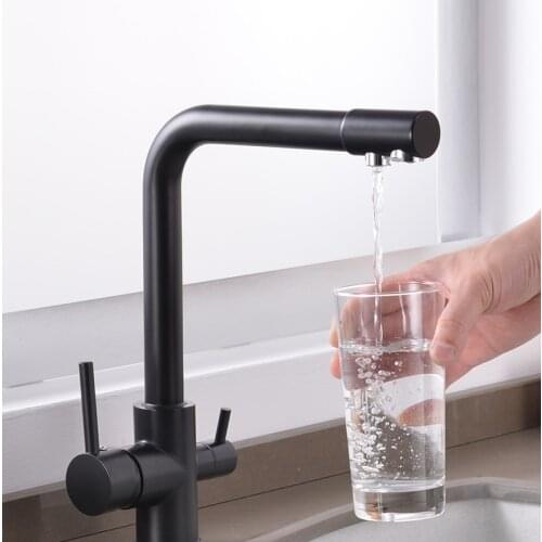 Kitchen Faucet Contemporary Dual Holder Dual Hole Clean Water Filter Dot Brass Purifier Faucet Vessel Sink Tap