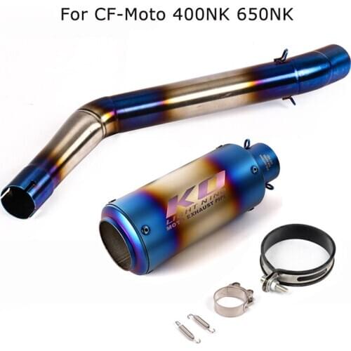 Motorcycle Modified System Blue Exhaust Tips Muffler Tube Mid Link Pipe Slip for CF-Moto 400NK 650NK