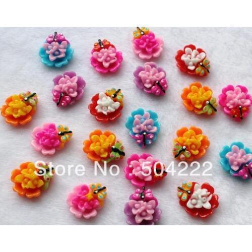 Set of 100 pcs lovely hand paint kitsch kawaii dragon fly orchid flatback scrapbooking Cabochons Cell phone decor, hair pin, DIY