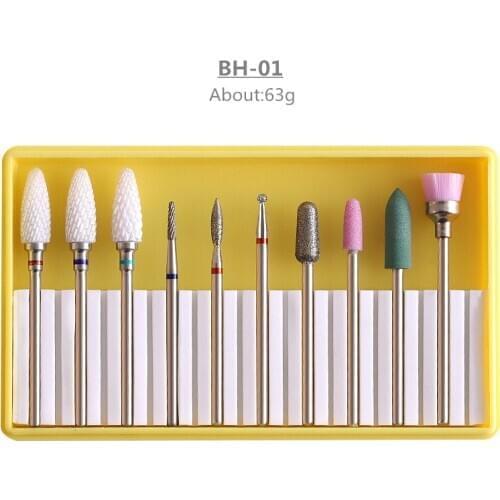 10PCS Ceramic Tungsten Nail Drill Bits Set Milling Cutter Set Manicure Rotary Burr Clean Bits Electric Machine Accessory