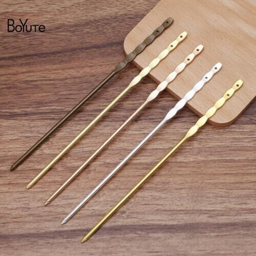 BoYuTe New Arrive (10 Pieces/Lot) 4.8*160MM Metal Brass Hair Stick with 2 Holes Diy Handmade Vintage Hair Accessories