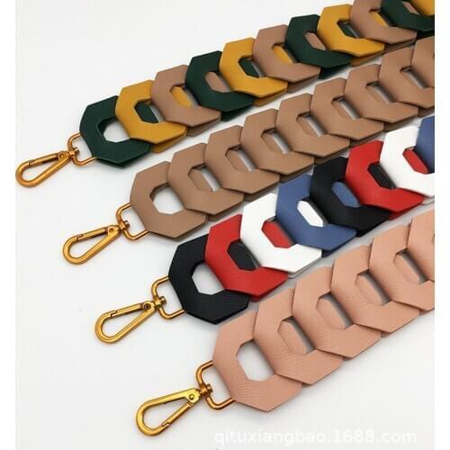 New Design Hollow Chain Strap for Shoulder bags PU leather Solid ColorClassical Wide handle Belt Straps for Crossbody Women Bag