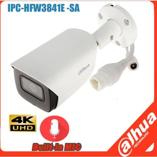 Original dahua mutil language ipc-hfw3841e-AS 8MP 4K IP Camera POE IP67 IR30M P2P Bullet Starlight Camera with alarm