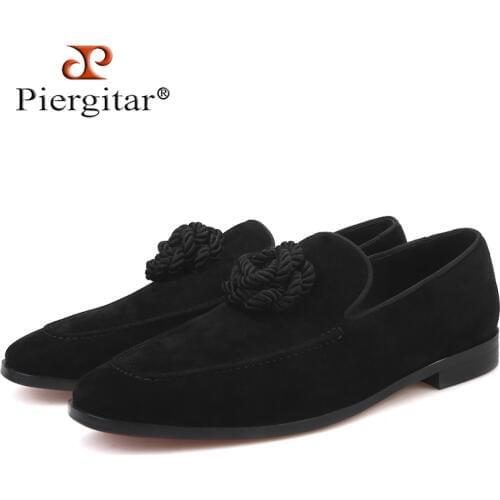 Piergitar 2019 Handmade Flower decoration Men Velvet Shoes Party and Wedding Men Loafers Mens casual shoes Plus size
