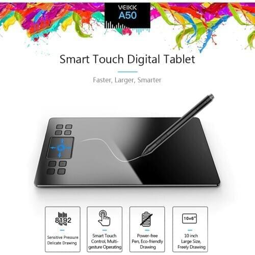 VEIKK A50 10 inch Graphic Tablet Drawing Tablet Board Hand Writing Board Electronic 0.9cm 8192 Level Digital tablet