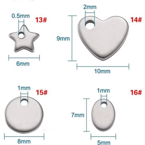 100pcs 5-10mm Stainless Steel Charms Round Dog Tag Pendant Stamping Blanks Pendants For Necklaces DIY Jewelry Making