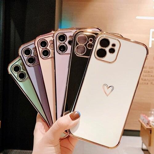 Plating Love Silicone Case for IPhone 11 12 Pro Max Shockproof Phone Cover for IPhone XR X XS Max 7 8 Plus 12 Mini Coque Funda