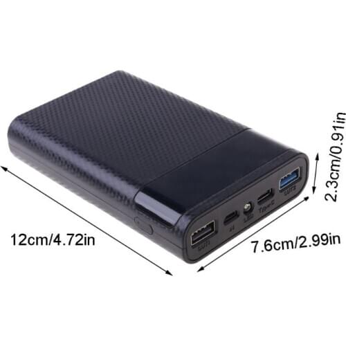 QC3.0 USB Type-C PD 4x 18650 Battery DIY Power Bank Box LED Light Fast Charger H8WA