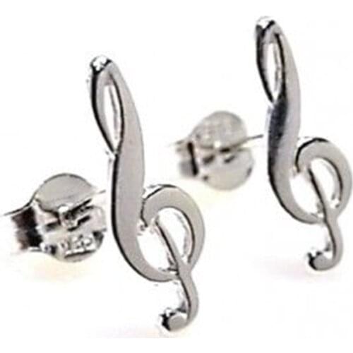 Minoplata Earrings Treble clef Sterling Silver 925 a jewel Aurora Borealis precious gift to music lovers