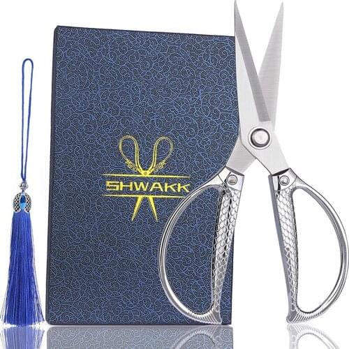 SHWAKK 2 Pcs Embroidery Scissors Set Sewing Scissors Sharp Stainless Steel with Thimble DIY Tools Dressmaker Shears for Fabric
