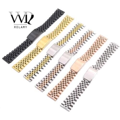 Rolamy Wholesale 20mm Replacement 316L Stainless Steel Wrist Watch Band Strap Bracelet For Omega IWC Tudor Seiko Breitling