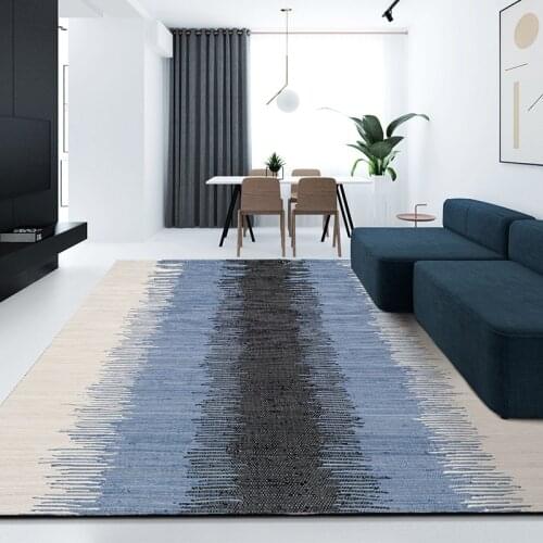 Modern Nordic Blue Gray Abstract Rug Art Minimalist Carpet For Living Room Big Size Chenille Fabric Rug Bedroom Carpet 230X 160