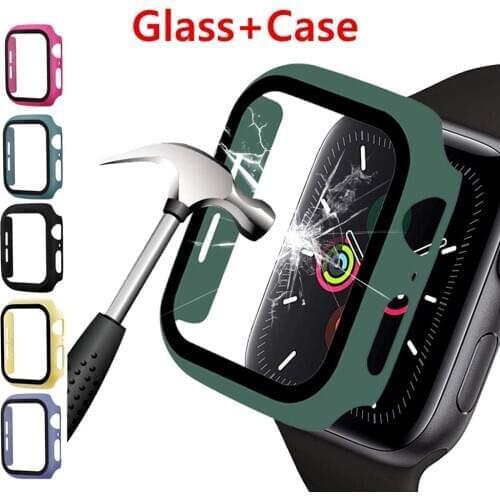 Glass and Case For Apple Watch Case Screen Protector 44mm 40mm 42mm 38mm Watch Film With Cover for iWatch Series 6 SE 5 4 3 2 1