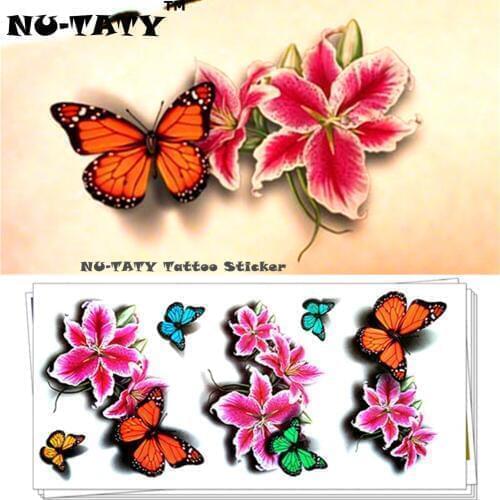 Nu-TATY Butterfly Dance 3d Temporary Tattoo Body Art Flash Tattoo Stickers 19*9cm Waterproof Tatoo Home Decor Wall Sticker