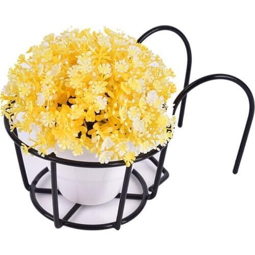 Outdoor Hanging Plant Iron Racks Balcony Round Flower Pot Rack Railing Fence 1pc