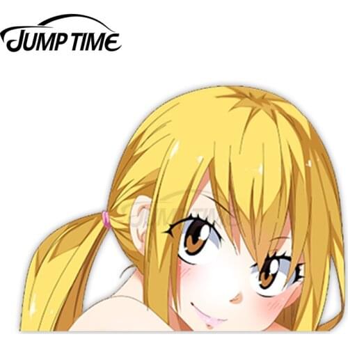Jump Time Fairy Tail Lucy Heartfilia 55 7.4 Big Head Anime Peeker Vinyl Decal Waifu Kawaii Girl Car Stickers