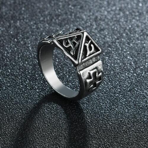 Vintage Gothic Cross Ring Men Witcher Ring Special Letter Punk Male Jewelry Bijoux Wedding Party Gift