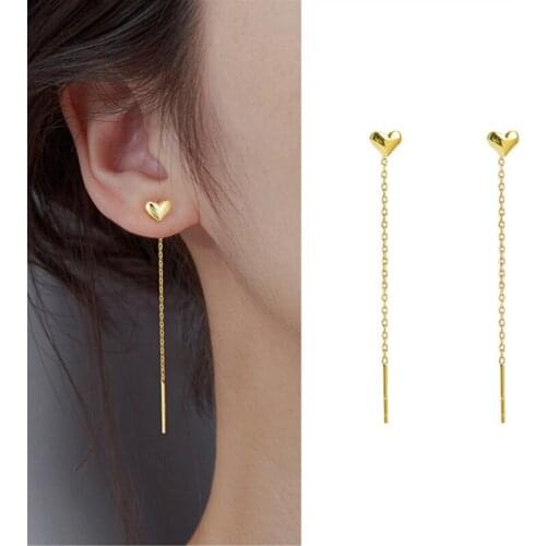 Korean Dangle Earring Geometric block Heart Long Tassel Bar Drop Earrings For Women Minimalism Ear Line Kpop Jewelry Gift