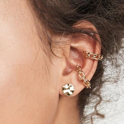 WELBACK 2020 New Chain Ear Cuff For Women Gold Color Clip On Earrings Gold Earcuff Set Without Piercing Women Earrings Jewelry