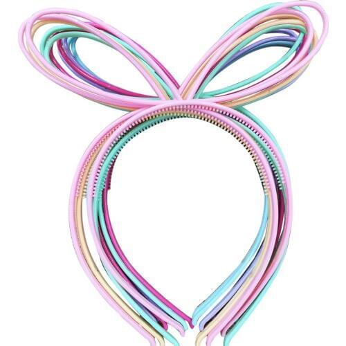 XIMA 12pcs Rabbit Ears Plastic Girls Headbands ABS Head Bands Tiaras Children Headwear School Hairbands Spring Colors Mix GHB022