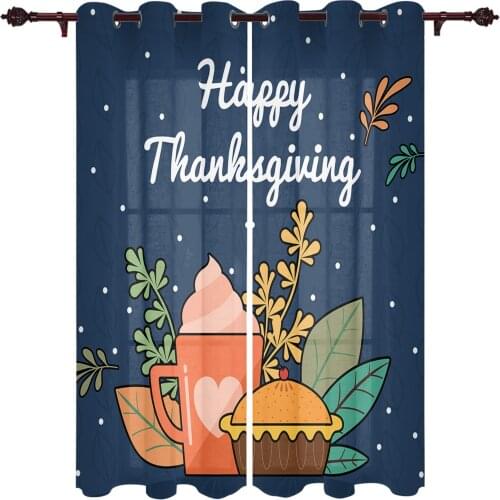 Thanksgiving Ice Cream Cake Plant Window Curtains Kitchen Bedroom Drapes Home Decor Luxury Living Room Backdrop Curtain