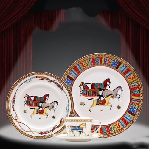 Western Ceramic Plate Steak Dessert Sushi Porcelain Plate Kitchen Restaurant Cutlery Set