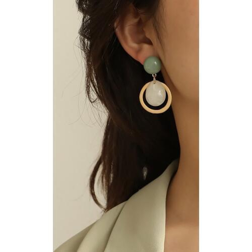 AENSOA 2020 Korean Geometric Round Pendant Drop Earrings For Women Simple Candy Color Smooth Resin Acrylic Earring Jewelry femme