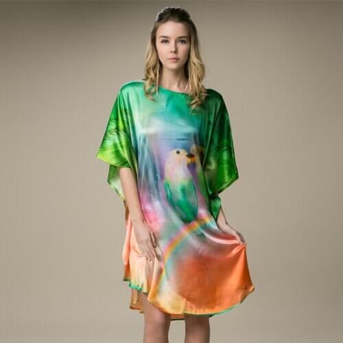 Women New Hangzhou Silk Nightdress Women Femme Night Gown Green Womens Loose Midi Skirt Nightwear Sexy SleepwearNightgown