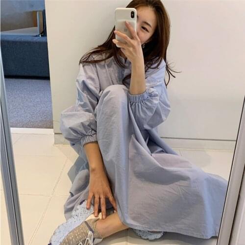 Spring New Korean Long Sleeve Irregular Oversized Dress Korean Fashion Loose Style Big Swing Shirt Dress Vestido De Mujer
