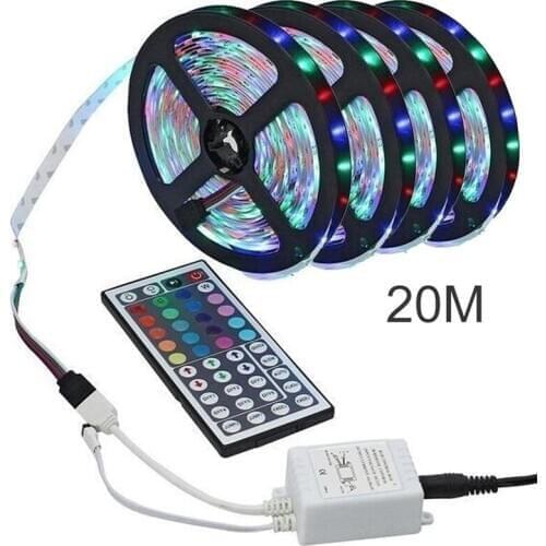 1/5/10/15/20m LED Strip 2835 RGB Strip LED Light Flexible Ribbon Stripe DC 12V Diode Tape IR Controller Adapter christmas decor