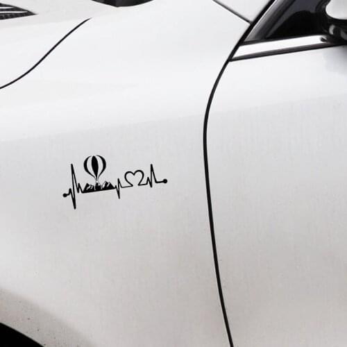 15.4CM*7.3CM High Quality Hot Air Balloon Heartbeat Vinyl Black/Silver Car Sticker C22-1094