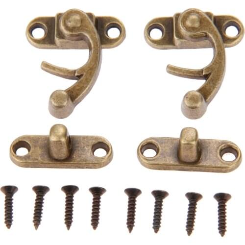 2pcs 29*33mm Antique Bronze Box Hasps Decorative Latch Hasps Clasps Buckle Wood Jewelry Box Padlock